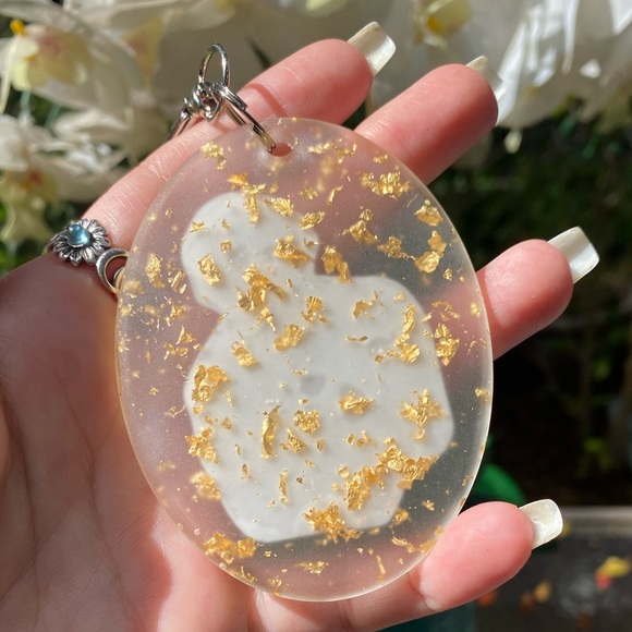 The Office Jim Halpert Thumbs Up & Gold Flakes Keychain Bag Charm Resin Art - Picture 3 of 8